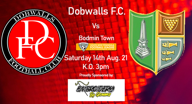 Dobwalls V Bodmin Town. Sponsored by Embroidery by Gemma